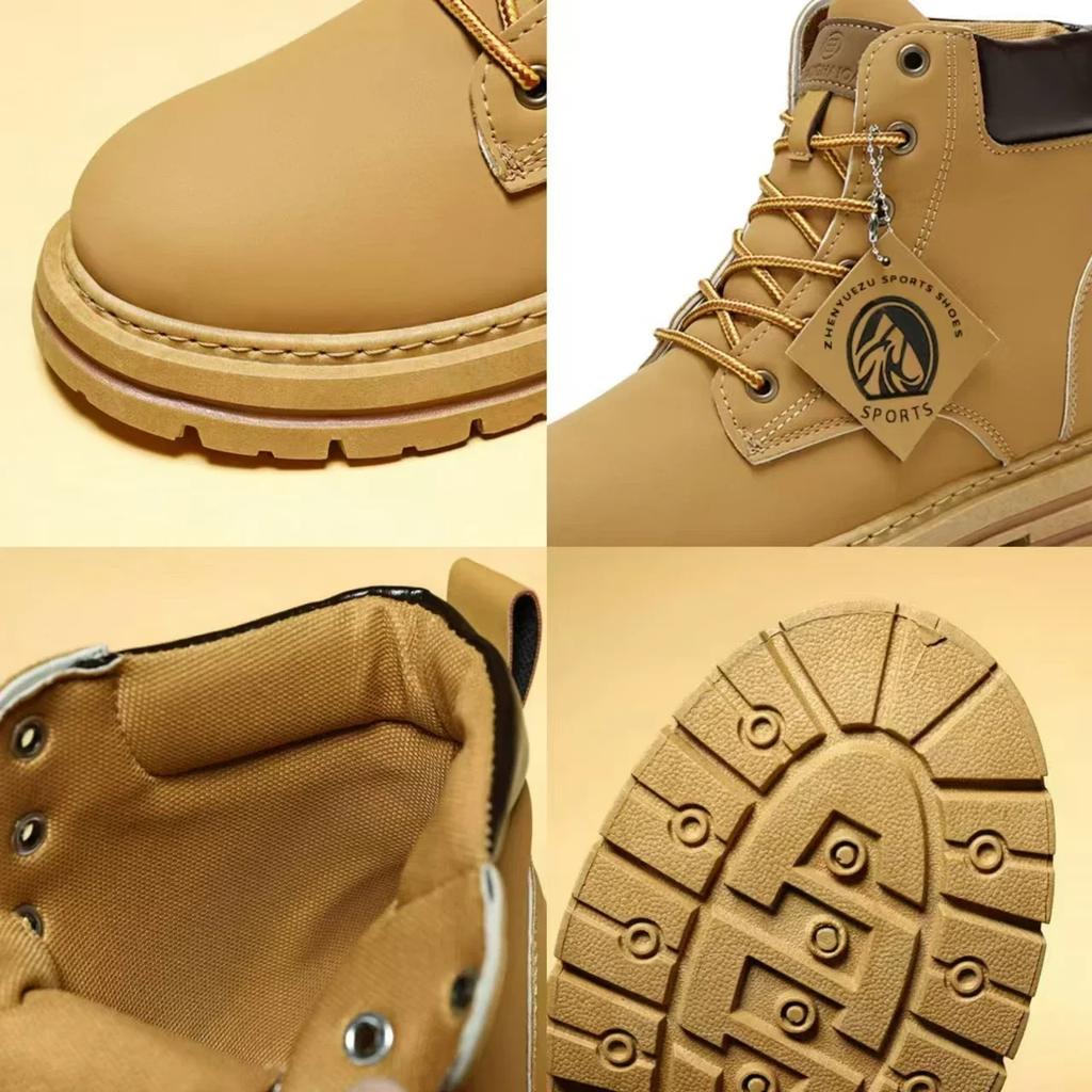 Высокие ботинки Мужская кожаная обувь Модные уличные ботильоны для мужчин На шнуровке Удобные мужские ботинки Нескользящие Плоские ботинки Ботфорты