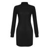 Women's Fashion Casual Knitted Long Sleeve Soild Turtleneck Sexy Slim Sweater Dress