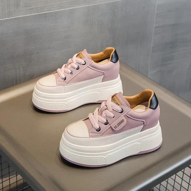 9 см натуральная кожа платформа кроссовки танкетка обувь для женщин дышащие кроссовки осенняя повседневная обувь скрытый каблук zapatillas mujer