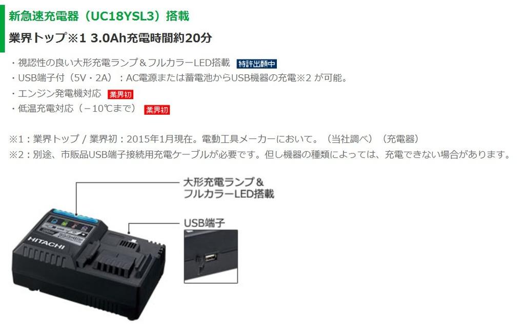 HiKOKI Rapid Charger Slide Type Lithium Ion Battery Compatible with UC18YSL3 14.4V~18V