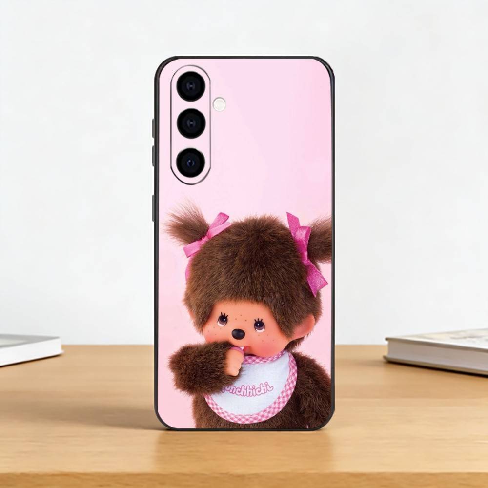 Cute M-Monchhichi Phone Case For Samsung Galaxy A73,A72,A71,A70,A53,A52,A51,Soft Silicone Black Cover