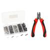 1x Fishing Crimping Pliers & 500Pcs/Set Single & Double 5 Size Mixed Fishing Line Crimping Sleeves Copper Tube