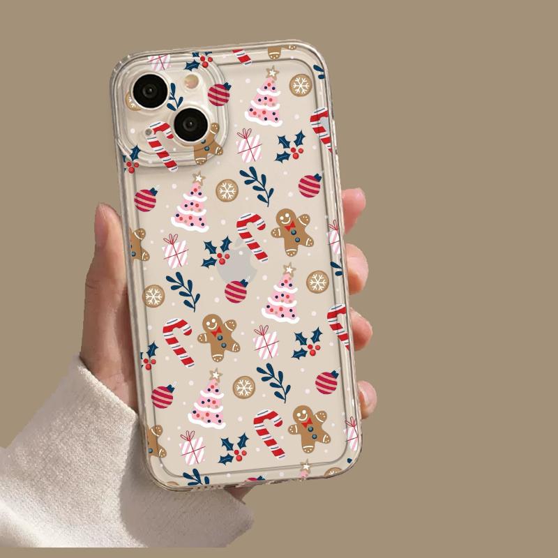 Рождественский Мультяшный Новогодний Подарок Чехол для Телефона Для iPhone 17 16 15 11 12 14 13 Pro Max Mini X XS XR 7 Plus SE4 16E Ударопрочный Чехол