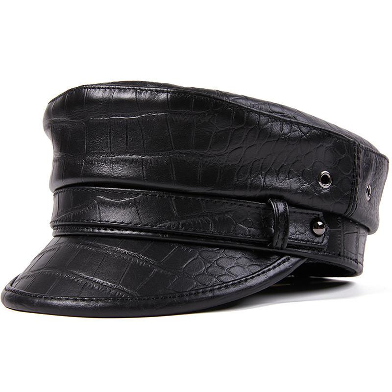 Осенне-зимняя кепка первого слоя из коровьей кожи, кепка для газетчика, тонкая мужская и женская кепка с плоским верхом в стиле хип-хоп, шляпа капитана