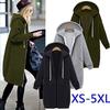 Женские длинные толстовки с капюшоном, пальто, повседневная верхняя одежда с карманами на молнии, куртка