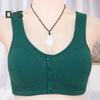 Mid-aged Women Sports Bra Stretchy Fixed Shoulder Strap Front Button Closure Wireless Good Breathability Shockproof Push-up Yoga Daily Lady Bra