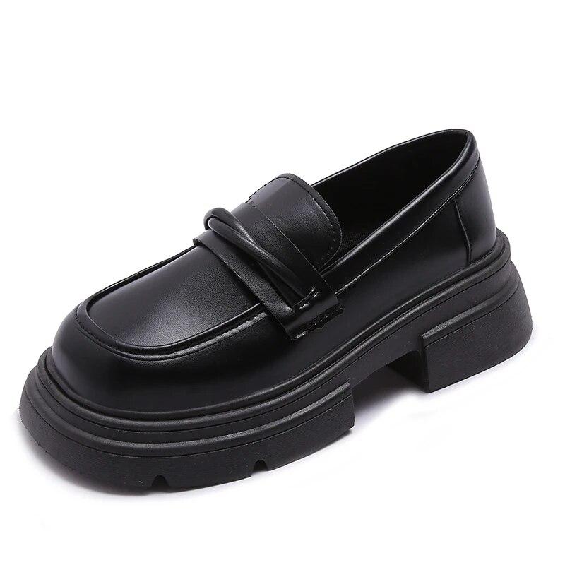 Женские лоферы на высоком каблуке, весна 2024, лакированные кожаные туфли-лодочки на массивной платформе, женские черные туфли без шнуровки Jk, форменная обувь Мэри Джейн