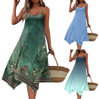 Летние платья для женщин Пляжные накидки Без бретелек Бохо Цветочный принт Сарафан
