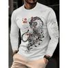 Spring Autumn Fashion Comfortable Loose Soft Casual Versatile Round Neck Long Sleeve T-shirt Creative Animal 3D Printed Men's T-shirt