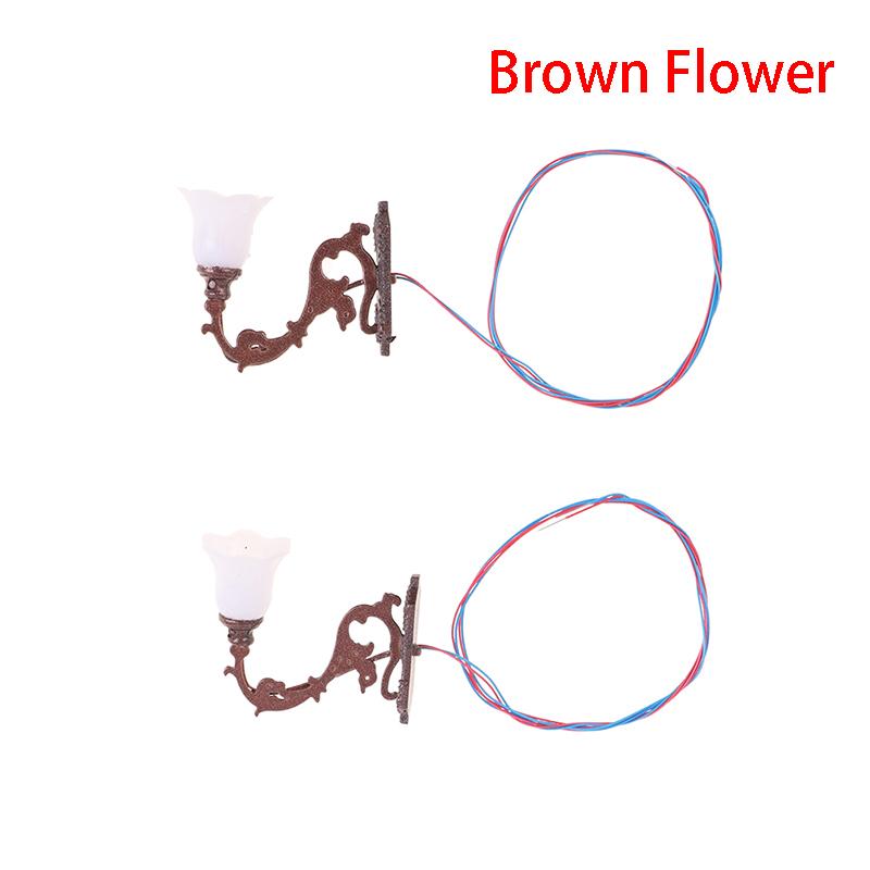 2Pcs 1/12 Dollhouse Wall Lamp Model Garden Yard Chandelier Sand Table Led Light