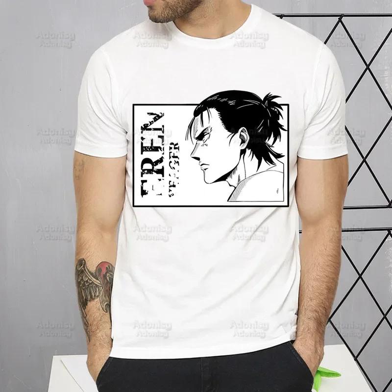Футболка Shingeki No Kyojin Мужская Короткий Рукав Футболка Attack On Titan Homme Манга Унисекс Микаса Эрен Йегер Свобода Футболка Футболки
