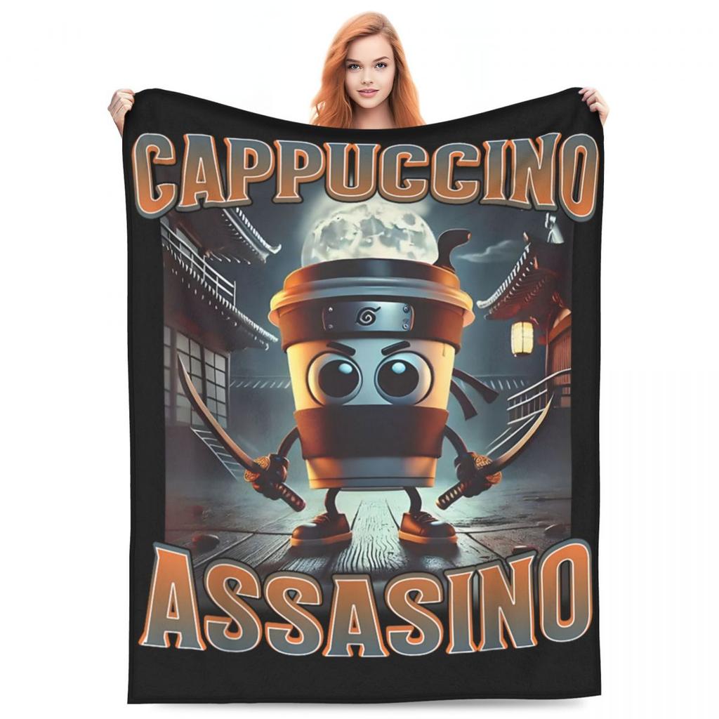 Итальянский Мозголом Капучино Убийца Смешной Мем Капучино Теплые Одеяла Путешествия Офис Плюшевое Покрывало Диван Кресло Фланель