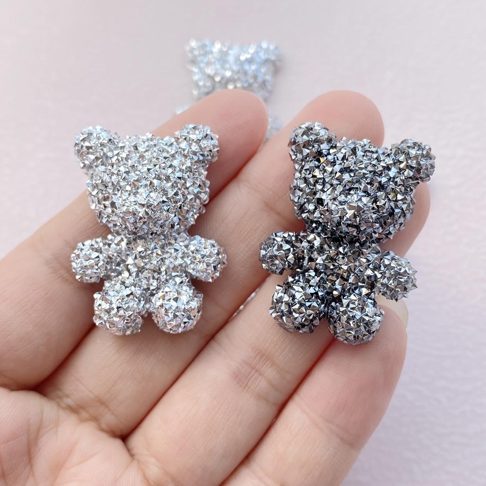 6 Sparkling Resin Teddy Bear Decorations - Cute Sparkling Cartoon Bear Decorations, Suitable for DIY Jewelry, Keychains, Hairpin