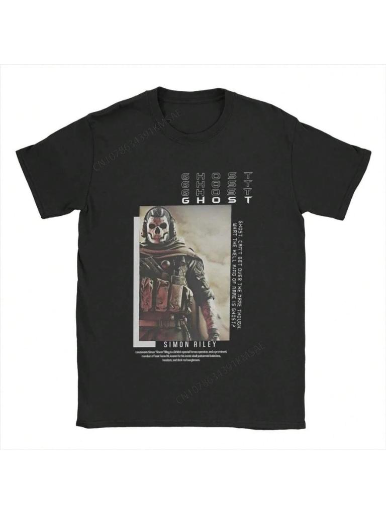 Leisure Call Game Duty Simon Ghost Riley T-Shirts Men Round Collar Cotton T Shirts MW2 Short Sleeve Tees Summer Clothing