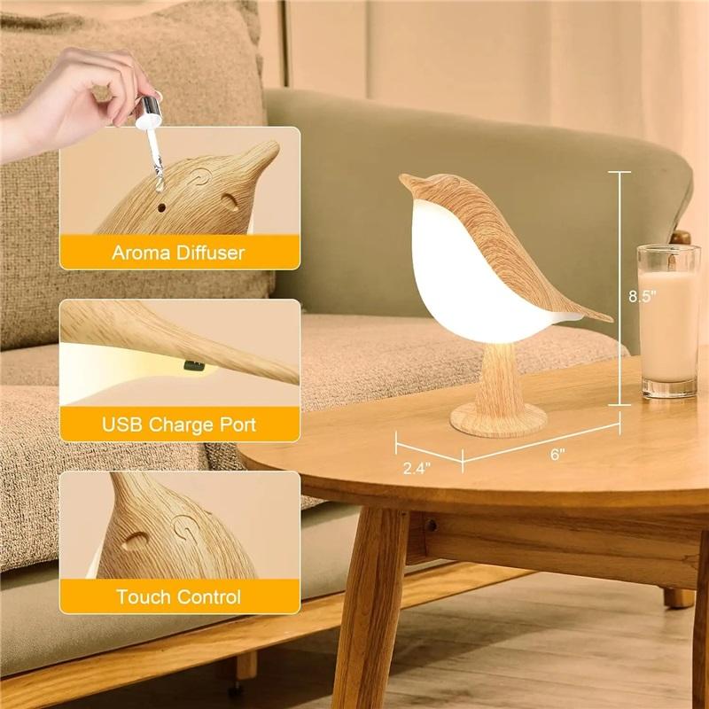 Small Desk Lamp, Bird Lamp Bedside Lamps with 3 Color Temperature and Touch Sensor,Cordless Lamp Kids Night Light