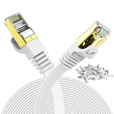 Veetop CAT7 LAN Категория 7 Высокий Двойной Совместимый с Волоконно-Оптическим Проводным LAN Кабелем, Плоский, Скорость, 10 Гбит/с, 750 МГц, STP, Позолоченные Разъемы, RJ45,