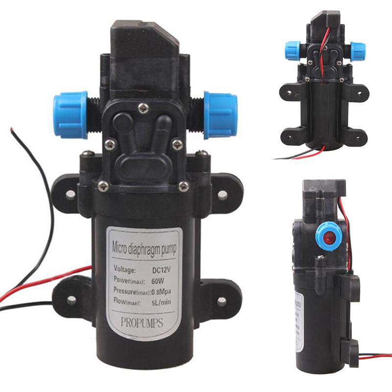 DC 12V 60W Mini Micro Мембранный водяной насос высокого давления с автоматическим переключателем 5л/мин(Черный цвет)