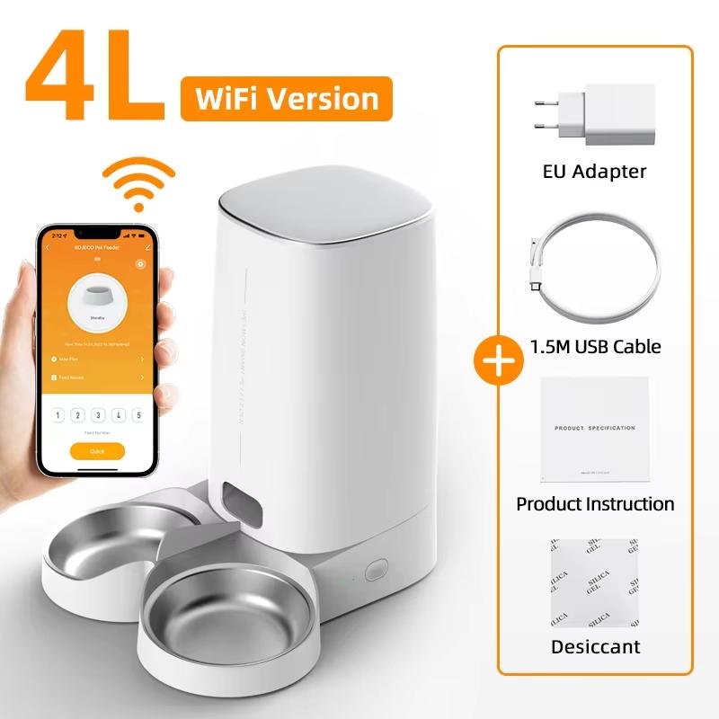 Автоматическая кормушка для кошек ROJECO Pet Smart WiFi дозатор корма для кошек с дистанционным управлением автоматическая кормушка для кошек и собак аксессуары для сухого корма