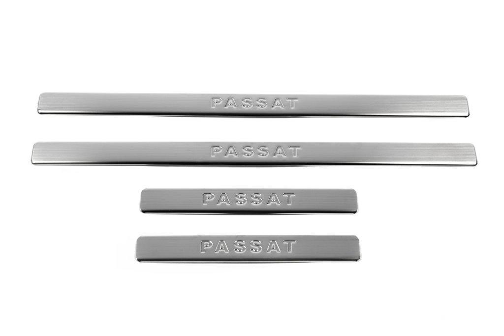 Накладки на пороги OmsaLine тип 2 (4 шт, нерж) для Volkswagen Passat B6 2006-2012 гг