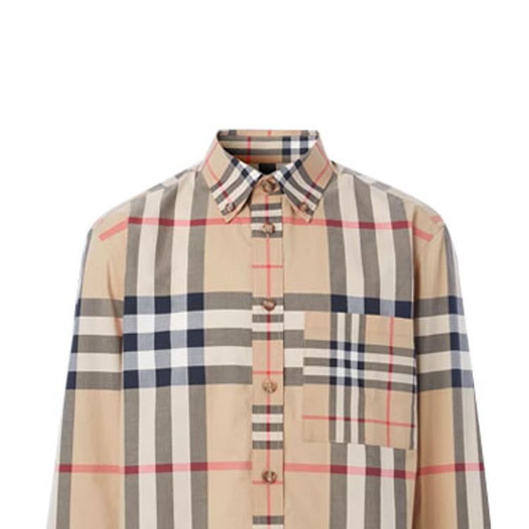 Burberry Contrast Check Cotton Shirt Archive Beige Men's 80608001