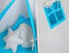 Tipi tent for children + feather pendants - Gray-turquoise check