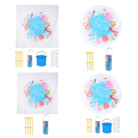 1 Набор Детский Плескательный Бассейн Пляжное Одеяло с Сумкой для Колышков Легкий Портативный Складной 2-в-1 Летние Каникулы Малыши Плескательный Бассейн Уличный Коврик для Кемпинга