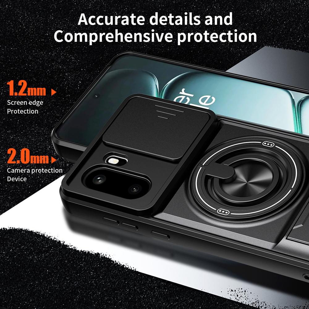 KEYSION Магнитный чехол для телефона для OnePlus 15R 5G 1+ Ace 6 6T Слайдер Защита камеры Вертикальная подставка Кольцо Ударопрочная задняя крышка