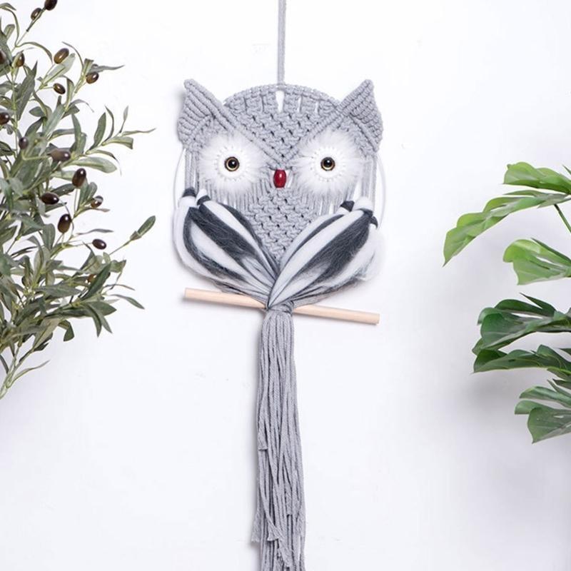 Decorative Owl Tapestry Bohemian Home Wall Decors Hangings Pendants for Bedroom Livingrooms Macrames Handmade Tapestry