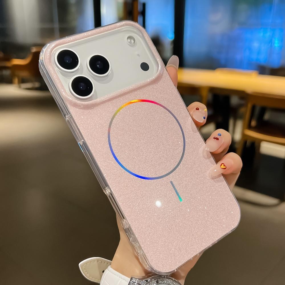 Роскозный лазерный блеск Для чехла телефона MagSafe Для iPhone 17 Air 16 15 14 Plus 13 Pro Max Ударопрочный блестящий бампер Кристальное покрытие