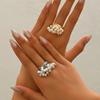 Baroque Style Women's Jewelry Geometric Open Pearl Inlaid Design Ring Irregular Ring for Women
