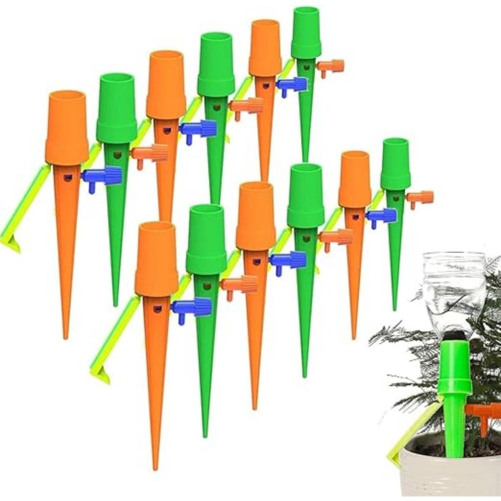 12 шт. Самополивающиеся шипы: Регулируемая скорость капельного полива для комнатных растений и шариков Leca — идеально подходит для полива растений во время вашего отсутствия, подходит для большинства бутылок