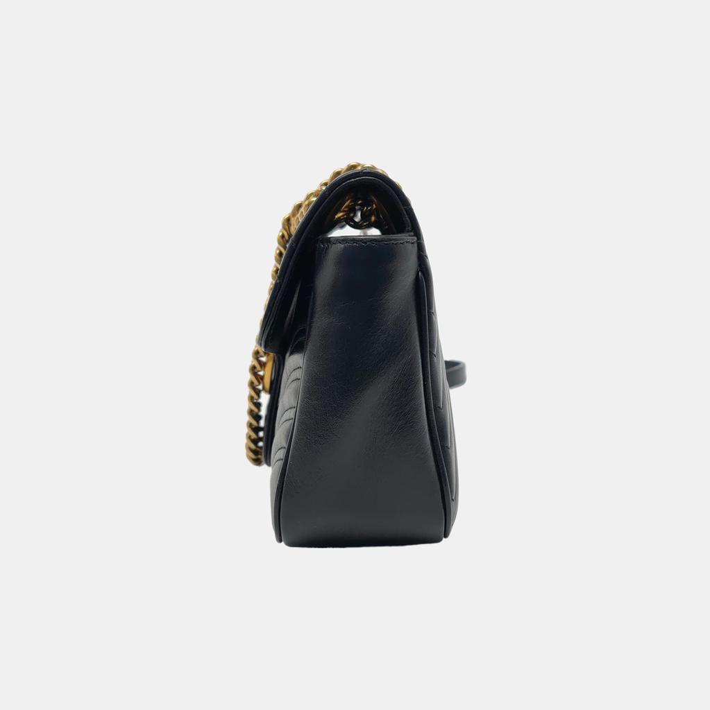 [Pre-Owned] Gucci GG Marmont Small Matelassé Shoulder Bag 'Black' - Very Good #10ZWCHP