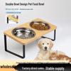 Приподнятая двойная миска для питомцев: Непроливающаяся миска из нержавеющей стали для кошек и собак, защищает шеи