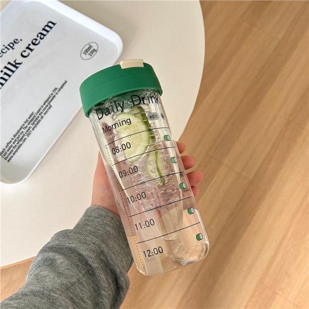 Alarm Clock Sports Water Bottle Large Capacity Outdoor Glass Straw Cup  Primary School Students