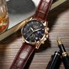 LIGE Men Watch Fashion Casual Luminous Waterproof Chronograph Leather Strap Quartz Watch