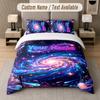 Space Cosmic Theme Custom Text Or Name 3Pcs Bedding Set 1 Flat Sheet & 2 Pillowcases Personalized Home Bedding