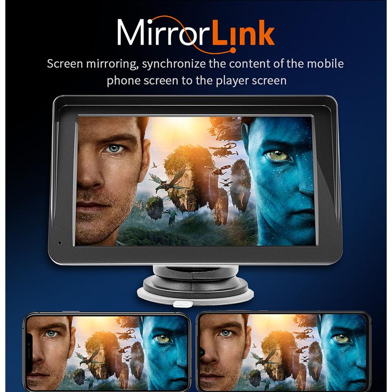 7inch Portable Touch Screen Wireless CarPlay Android Auto Bluetooth 5.0 Car Radio TF AUX Multimedia Video Player Rear View Cam