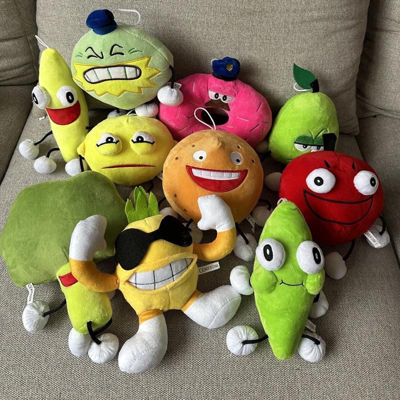 Shovelware Brain Game Plush Toy Cartoon Fruits Stuffed Dolls Banana Donut Apple Orange Figures Christmas Plushie Peluche Gift