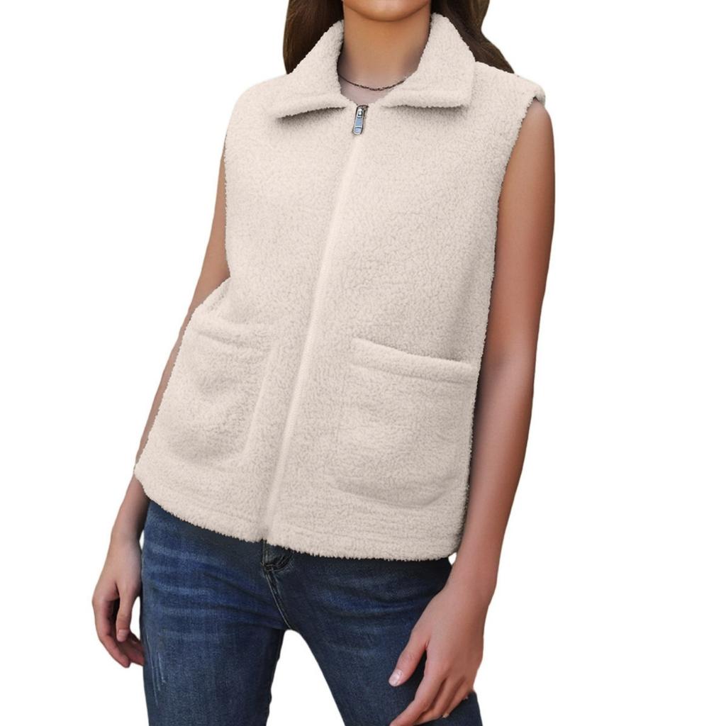 Fashionable Ladies Winter Temperament Lambswool Thickened Velvet Warm Vest