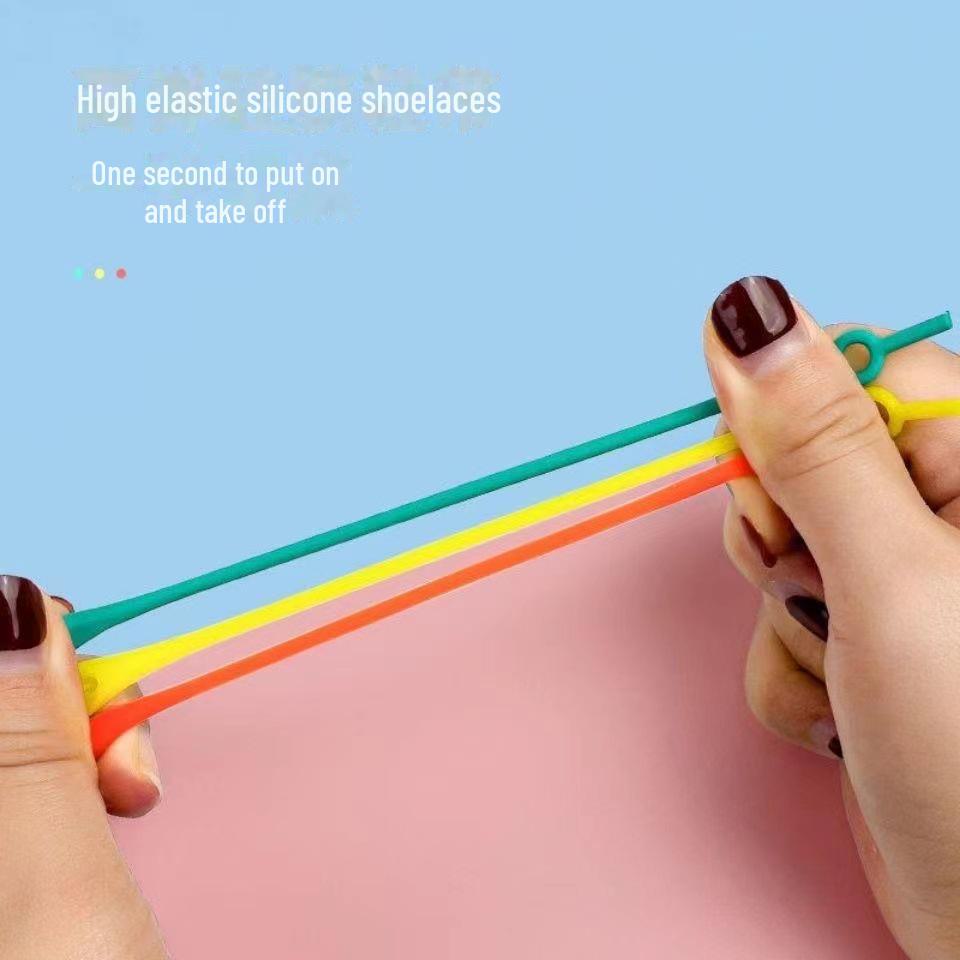 Elastic Lazy Shoelace Buckle White Shoes for Adults & Kids - No Tying Needed, Silicone, Unisex.