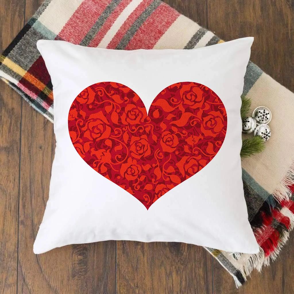 Украшения Домашний Офис Диван Наволочка Белая Подушка Чехол Для Комнаты Любовника Подушка Красочные Сердца Напечатаны