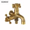 Настенное крепление, антикварный латунный ретро маленький кран для бассейна, декоративный уличный садовый кран, стиральная машина, швабра, краны для туалета с холодной водой