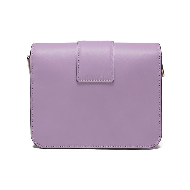 Longchamp Box Trot Series 18 Button Flap Adjustable Shoulder Strap Calfskin Small Square Bag Women Shoulder Bag Lilac 10174HAU356