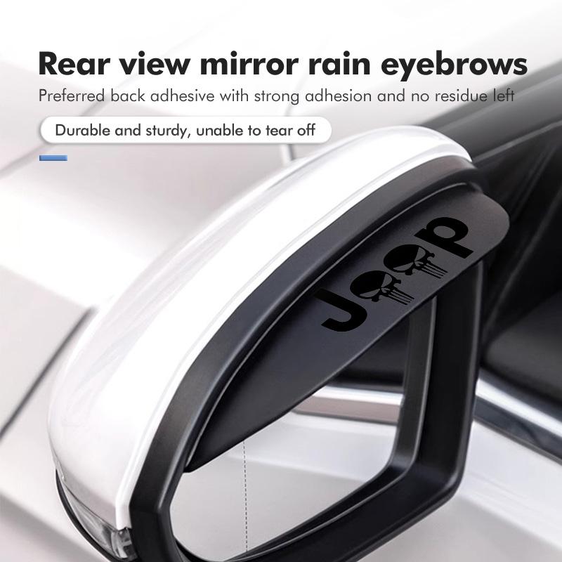 2PCS Car Rearview Mirror Rain Eyebrow Side Snow Sun Visor For Jeep Cherokee Wrangler JK Gladiator Compass Renegade Patriot