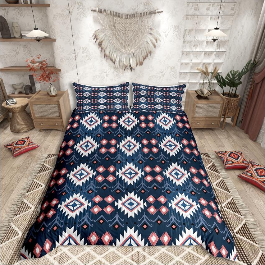 Homewish Tribal Aztec Duvet Cover Set,Bohemian Theme Bedding Set for Teens,exotic Style Decor