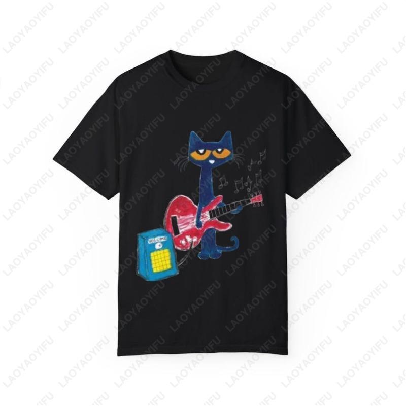 Pete The Cat Rockin T Shirt Funny Women Tshirt Kawaii Retro Trend Cool Street T Shirts High Quality Cotton Tees Camisetas Mujer
