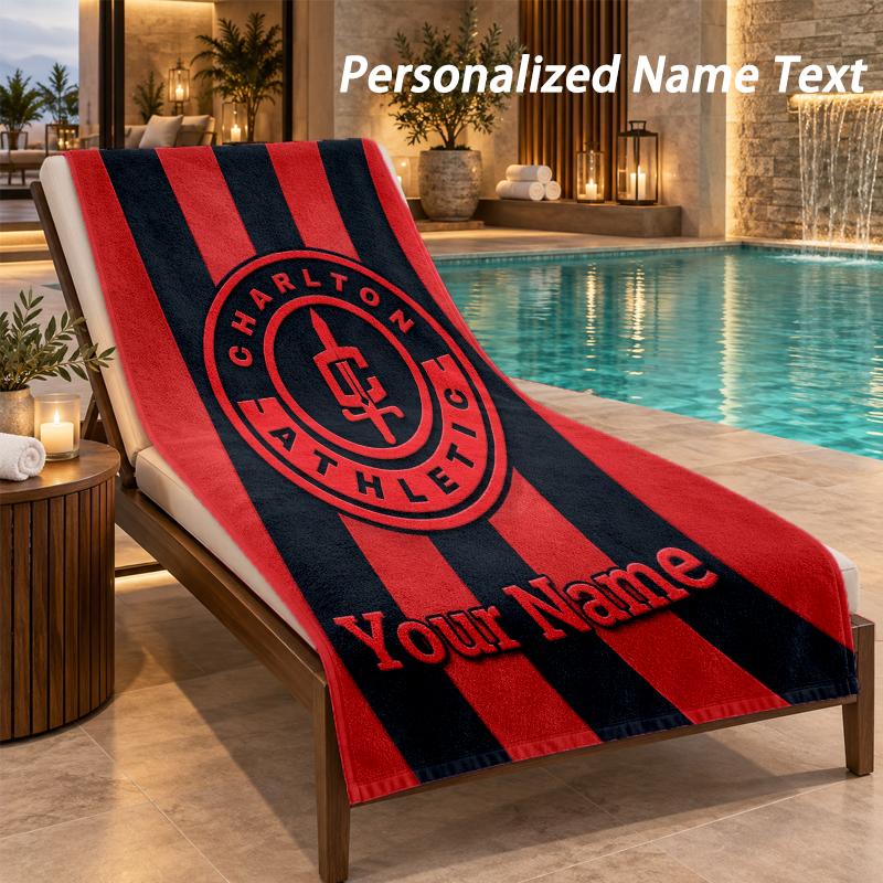 Custom Text Charlton Athletic Print Beach Towel Large Towel For Home Bathroom Beach