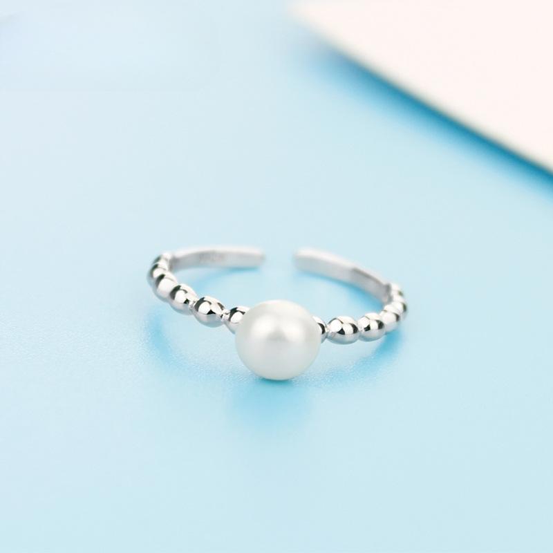 S925 Стерлингового Серебра Жемчуг Открытие Регулируемое Кольцо Простой Джокер Женские Серебряные Ювелирные Изделия