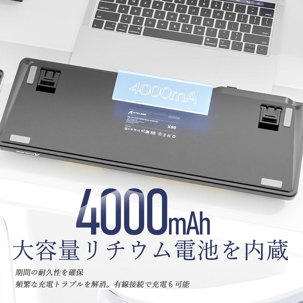 MAMBASNAKE x ATTACK SHARK X98PRO Gaming Keyboard, 98 Keys, 3-Mode Connection (Bluetooth2.4GWired), Wireless Mechanical Keyboard with Gasket