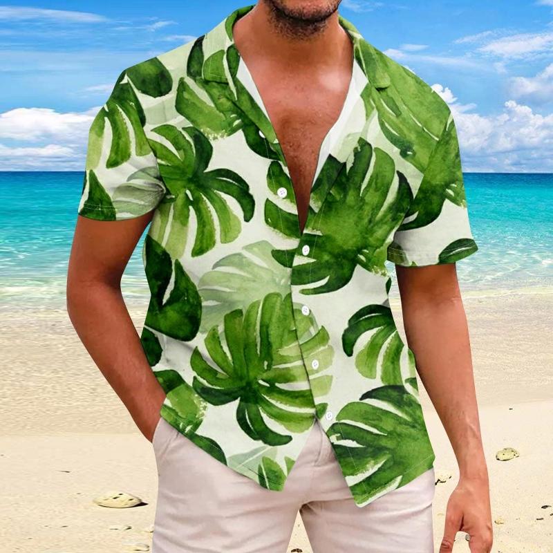 Beach Flower Men's Shirt 3d Print Hawaiian Short Sleeve Shirts For Men Summer Casual Shirt Loose Oversized Short Sleeve Tops
